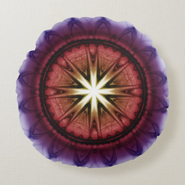 Magisk mystisk fractal ornament rund kudde (Framsidan)