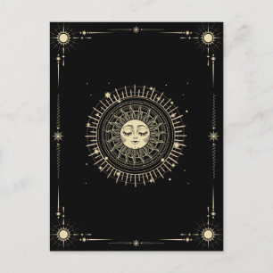 Magisk mystisk tarot boho sol vykort