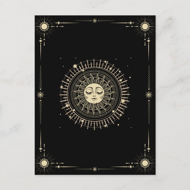 Magisk mystisk tarot boho sol vykort (Framsida)