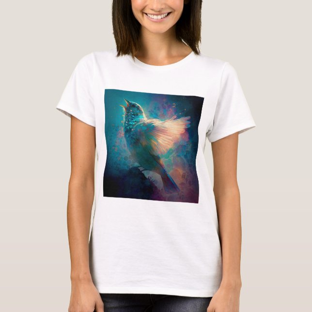 Magisk mystisk tonfågel sjunger Sång T Shirt (Framsida)