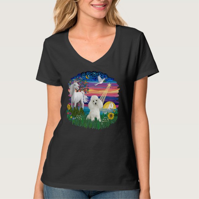 Magisk natt med vit leksakMiniature Pudel T Shirt (Framsida)