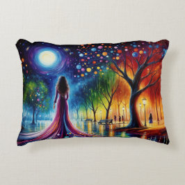 Magisk nattkonst i himmel med glansigt mönster prydnadskudde