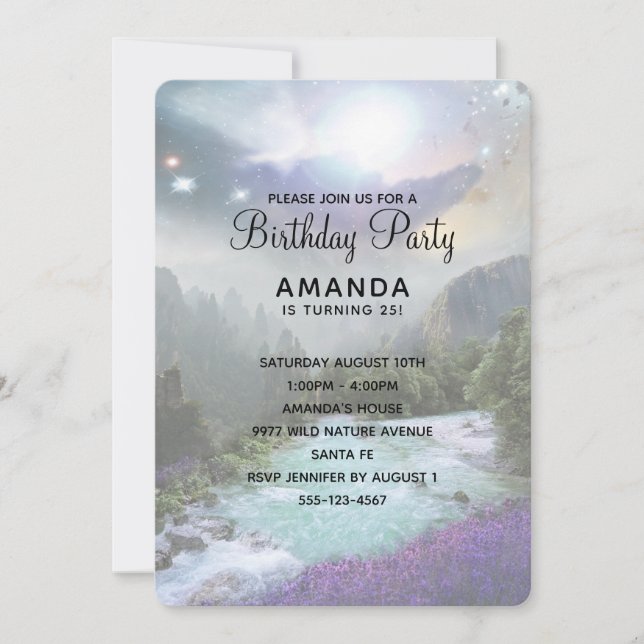 Magisk natur Landskap Scenen Birthday Inbjudan (Framsida)