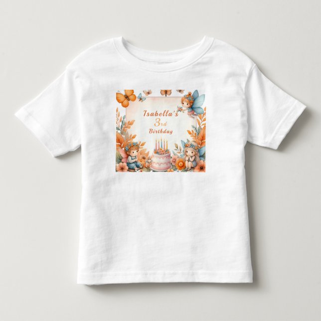 Magisk Orange Fairy-trädgård - födelsedag T Shirt (Framsida)