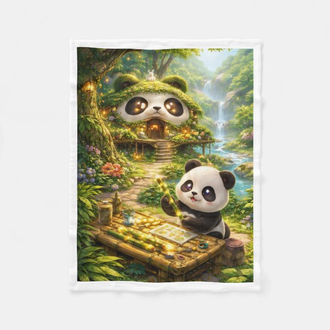 Magisk Panda Skogsfilta Fleecefilt (Framsidan)