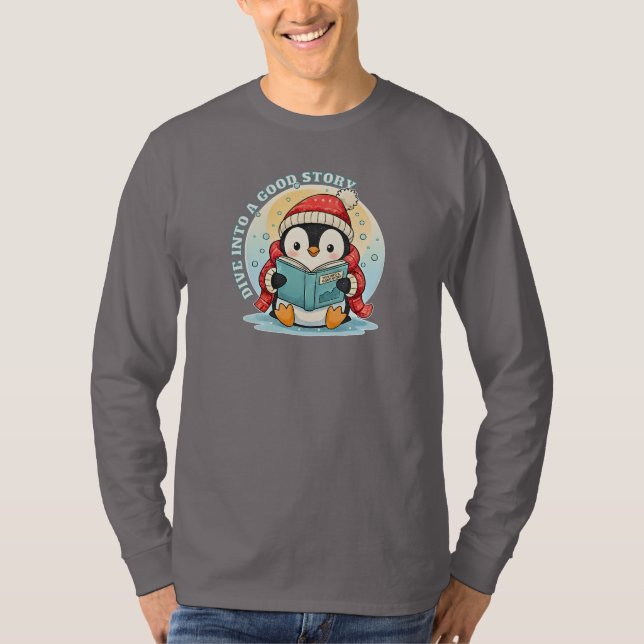Magisk Penguin Långärmad Bomullströja för Sagostun T Shirt (Framsida)