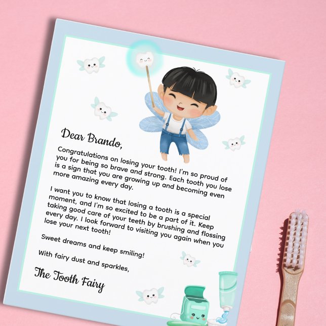 Magisk pojke Tandfén minnesgåva för pojkar brev (Magical Boy Tooth Fairy Keepsake for Boys Letter)