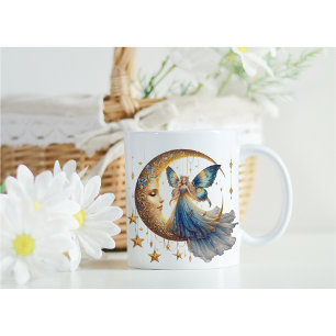 Magisk present till henne - Ängla- och halvmånekaf Kaffemugg
