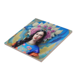 Magisk prinsessa med underbar klänning kakelplatta