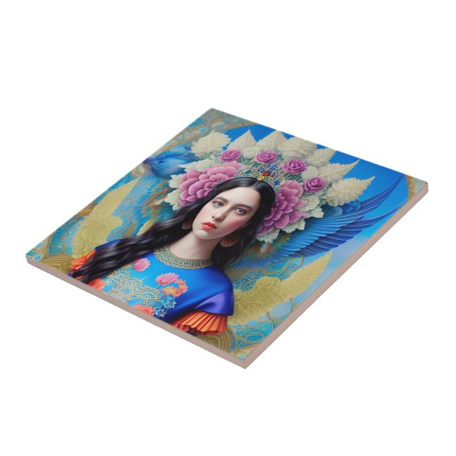 Magisk prinsessa med underbar klänning kakelplatta (Sidan)