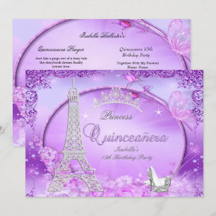 Magisk prinsessa Quinceanera lila högklackade skor Inbjudningar