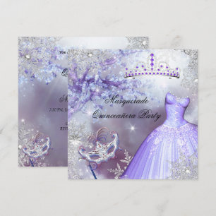 Magisk Prinsessa Quinceanera Maskerad Lila Inbjudningar