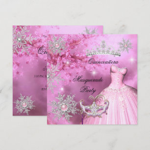 Magisk Prinsessa Quinceanera Maskerad Rosa Inbjudningar