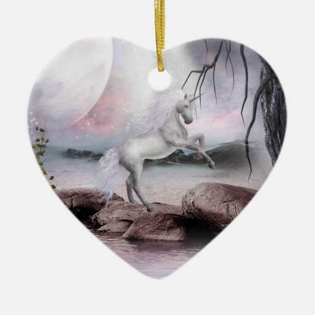 Magisk prydnad för Unicorn Julgransprydnad Keramik (Framsidan)
