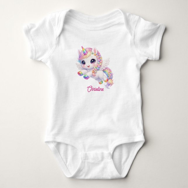 Magisk Regnbåge Baby Enhörning T Shirt (Framsida)