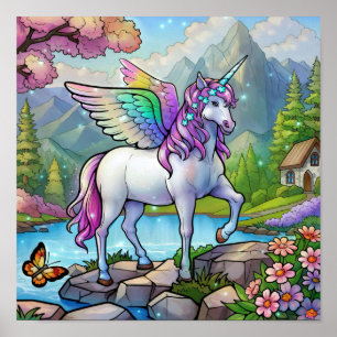 Magisk Regnbåge Enhörning Pegasus Sago Rike Poster