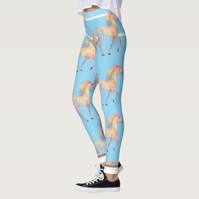 Magisk Regnbåge Enhörning Personlig  Leggings (Vänster)