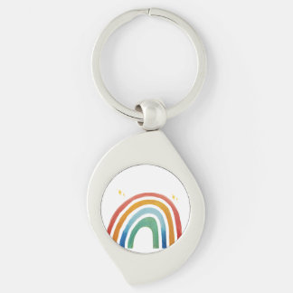 Magisk regnbåge swirl silverfärgad nyckelring