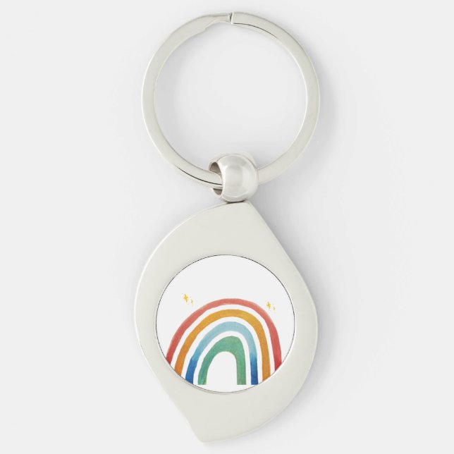 Magisk regnbåge swirl silverfärgad nyckelring (Framsidan)