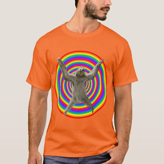 Magisk regnbågeSloth Tee Shirt (Framsida)