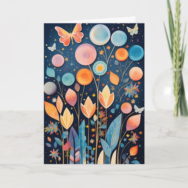 Magisk Regnbågsfärg Natur Collage Vikbart Kort (Framsida)