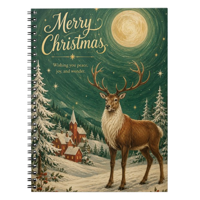 Magisk Ren Vinter Månsken Anteckningsbok (Framsidan)