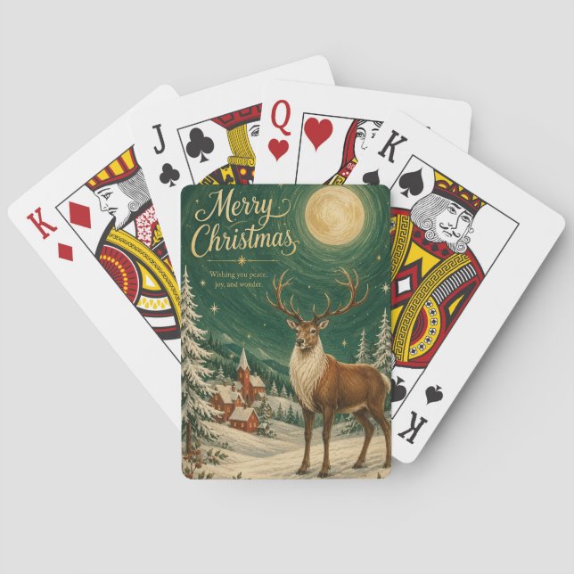 Magisk Ren Vinter Månsken Casinokort (Baksidan)