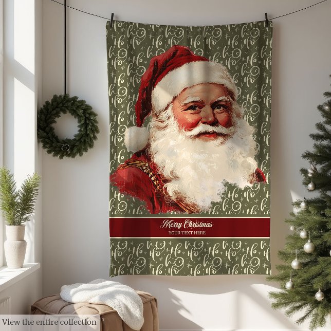 Magisk Retro Jultomten-knapp för Helgdag Charm Fleecefilt (Magical Retro Santa Claus Throw for Holiday Charm)