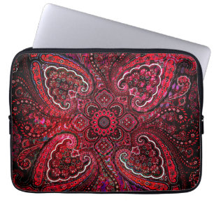 Magisk röd paisley på svart bakgrund laptop fodral