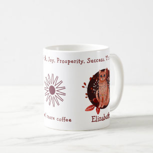 Magisk rödkatt och växter. Lustigt och positivt Kaffemugg