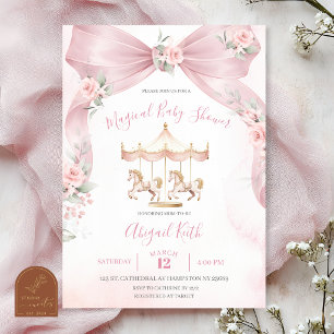 Magisk Rosa Båge Coquette Baby Shower Inbjudan