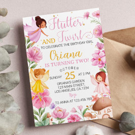 Magisk Rosa Blommigt Fairy Birthday Inbjudningar