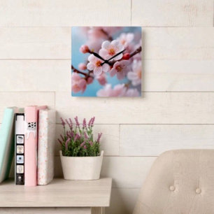 Magisk Rosa Blomning Fyrkantig Klocka