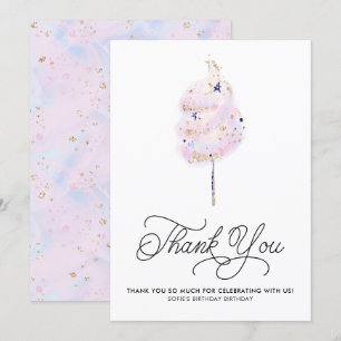 Magisk Rosa Cotton Candy och Glitter Tack Inbjudningar