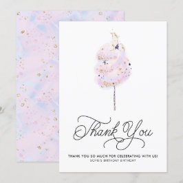 Magisk Rosa Cotton Candy och Glitter Tack Inbjudningar