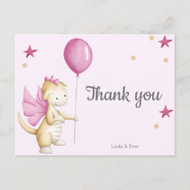 Magisk Rosa Drakunge Baby Shower Tacksamtbrevskort Vykort