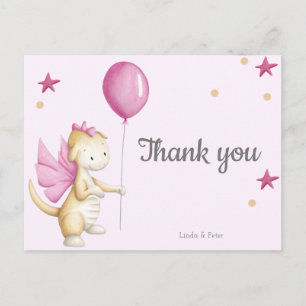 Magisk Rosa Drakunge Babyshower Tacksamhets Postko Vykort