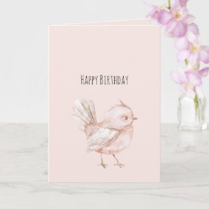 Magisk Rosa Fågel Födelsedag Kort