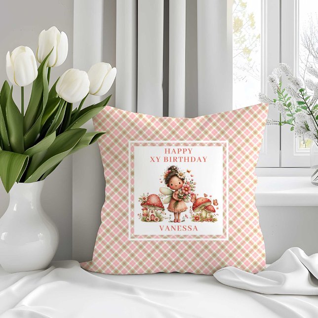 Magisk Rosa Fe 8-årsdag Kuddcover Kudde (Magical Pink Fairy 8th Birthday Throw Pillow)