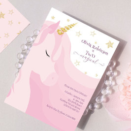 Magisk Rosa Guld Unicorn 2:a födelsedag Inbjudningar