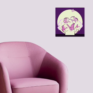 Magisk Rosa Lila Bouquet & Butterflies Square Poster