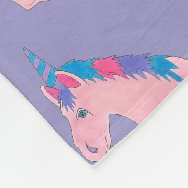 Magisk Rosa Lila Horn Unicorn Horse Mythical Fleecefilt (Hörn)