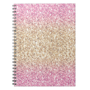 Magisk Rosa och Guld Glitter Ombre Anteckningsbok