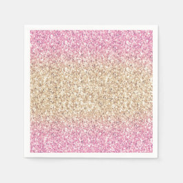 Magisk Rosa och Guld Glitter Ombre Pappersservett