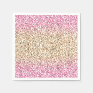 Magisk Rosa och Guld Glitter Ombre Pappersservett