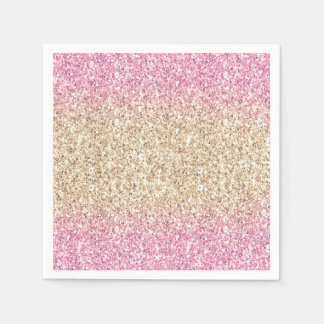 Magisk Rosa och Guld Glitter Ombre Pappersservett