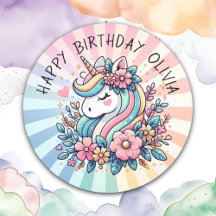 Magisk Rosa och Guld Unicorn och Flowers