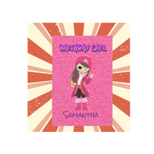 Magisk Rosa Pastell Glitter Piratflicka Anteckningskort