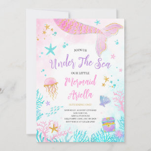 Magisk Rosa Sjöjungfru Birthday Inbjudningar
