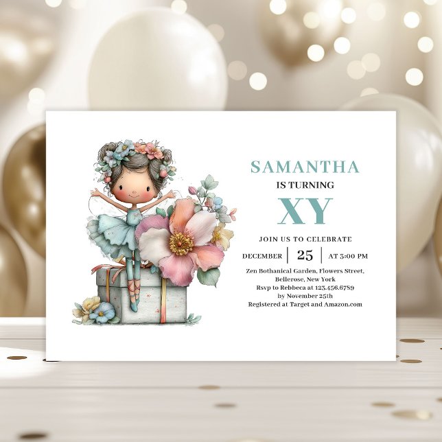 Magisk Sagoflicka 1-års Födelsedags Inbjudan Whims (Magical Fairy Girl 1st Birthday Whimsy Cute invitation)
